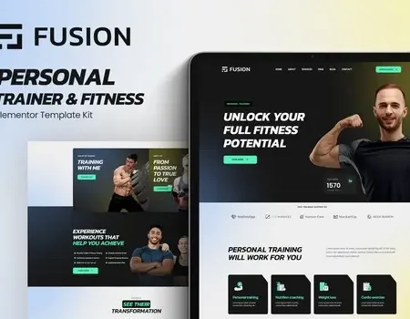 Fusion – Personal Trainer & Fitness Elementor Template Kit