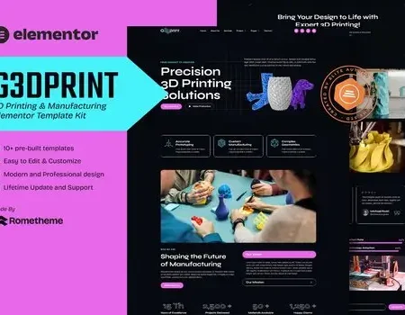 G3DPrint – 3D Printing & Manufacturing Elementor Template Kit