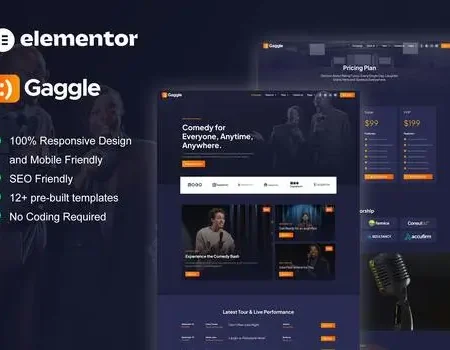 Gaggle – Comedian & Entertainment Show Elementor Pro Template Kit