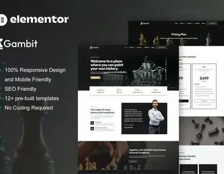 Gambit – Chess Club Courses & Training Elementor Template Kit