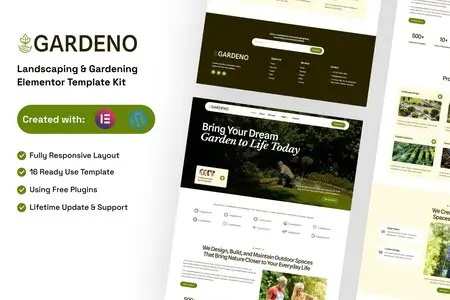 Gardeno – Landscaping & Gardening Elementor Template Kit