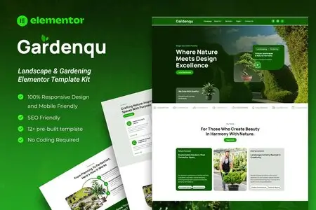 Gardenqu – Landscape & Gardening Elementor Template Kit